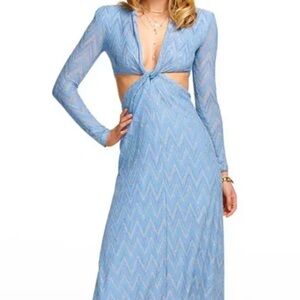 Ramy Brook Blue and Silver Knit Dress